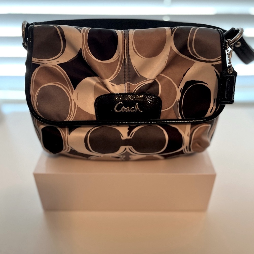 Coach ASHLEY Scarf Signature Satin Logo Satchel Handbag Purse